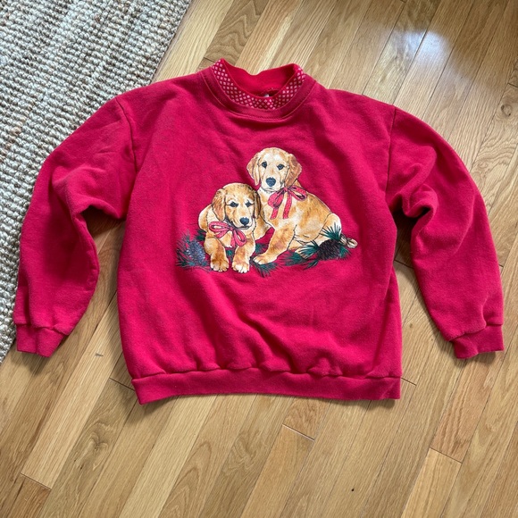 Vintage holiday puppy sweatshirt Sz XS/S - Picture 1 of 5